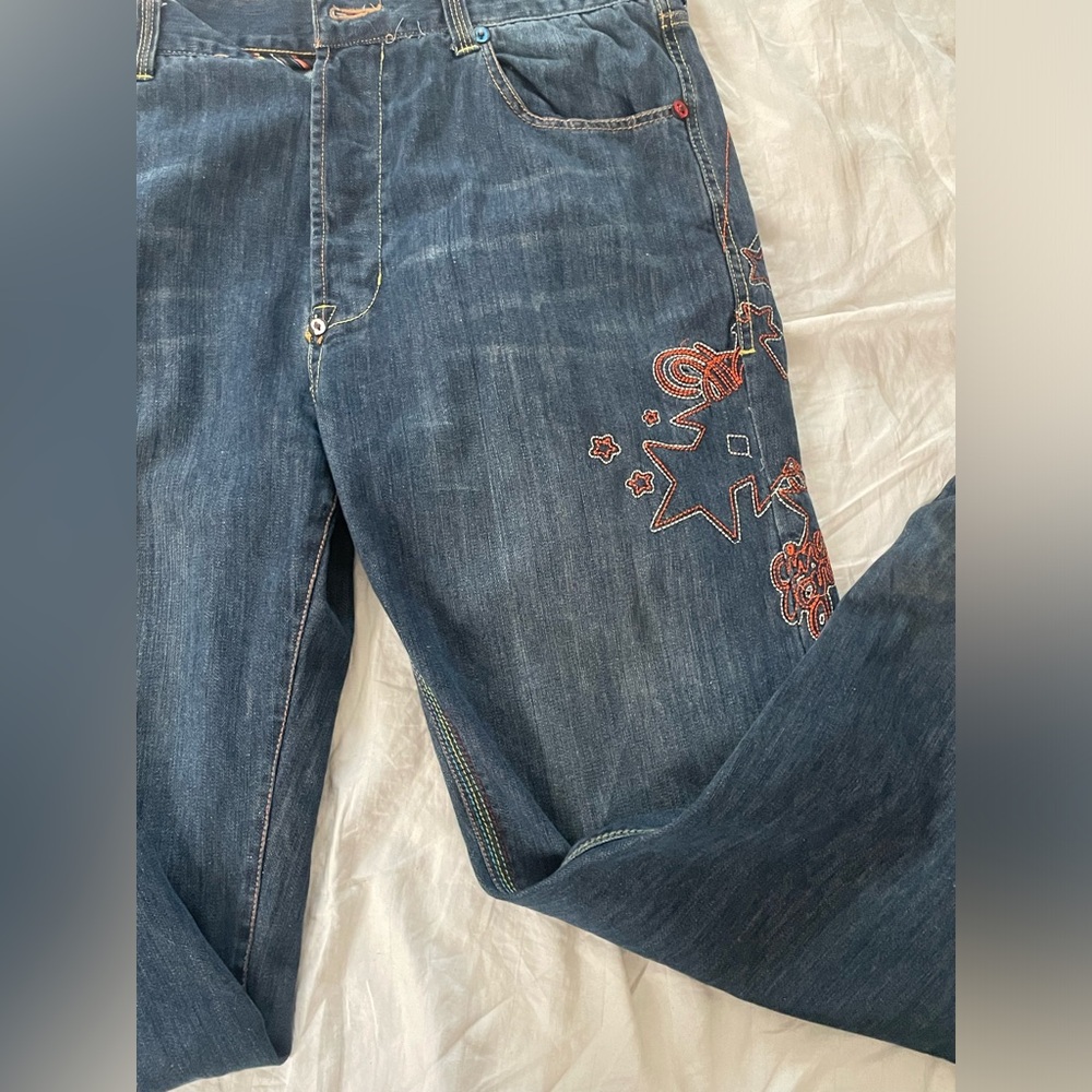 Baggy embroidered star jeans